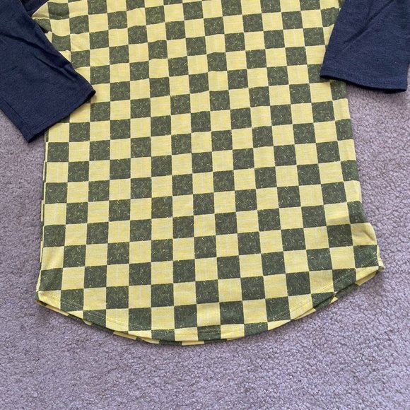 LuLaRoe Randy Unisex XS Checkered Raglan Baseball Style Tee Top 3/4 Sleeves - Picture 7 of 12